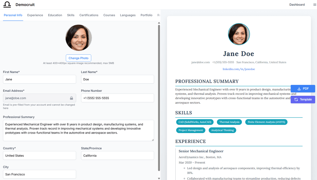 Resume Builder Screenshot